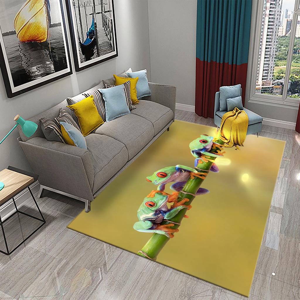 Ковер Лягушка Красочный Милый Ковер с Животным Принтом для Ванной Нескользящий Коврик для Зоны Гостиная Детская Спальня Напольный Коврик Декор для Прихожей
