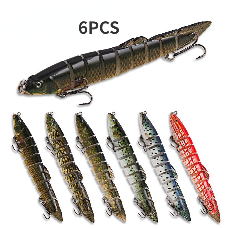 6PCS Nine Section Simulated Loach Fake Bait Sea Fishing Bait