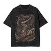 Футболка Silent Hill Washed Мужская Винтажная Хлопковая Летняя Дышащая Хипстерская Футболка с Принтом Оверсайз