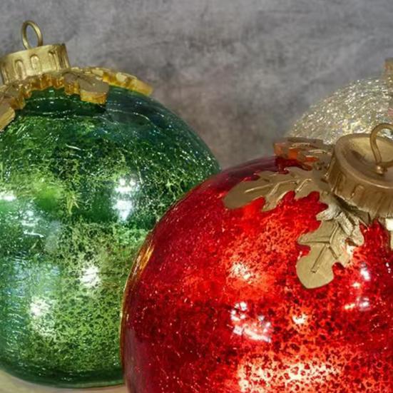 3 Pcs Christmas Ball Ornaments Pre-Lit Balls with Soft White LED Light for Tabletop Xmas Home Party Centerpiece