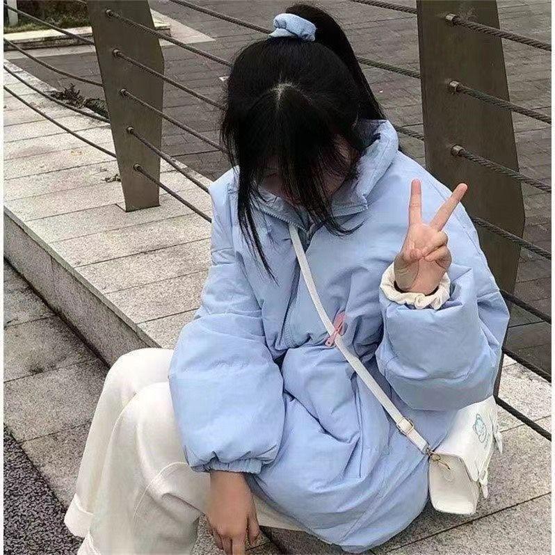 Женский пуховик оверсайз со стойкой - Теплый, повседневный и универсальный для осени/зимы