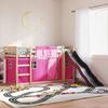 VidaXL Bunk Bed with Slide and Pink Curtains 90x190 Cm, Bed, Bed Frame, Low Bunk Bed, Bedroom Furniture 3284127