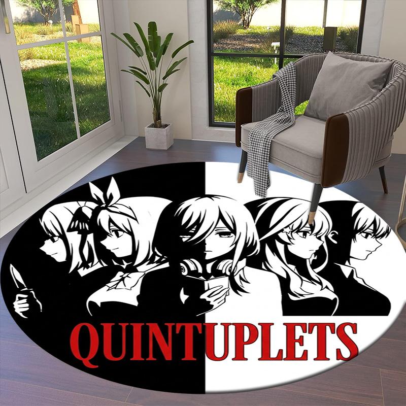 The Quintessential Quintuplets Round Area Rug Carpet Rug For Living Room Bedroom Sofa Playroom Decor Nonslip Floor Mat