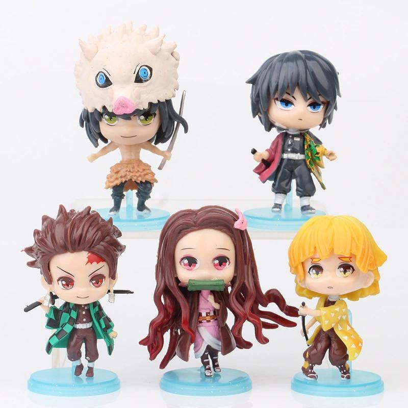 Demon Slayer Chibi-style Sitting Tanjiro And Zenitsu Agatsuma Toy Figurine/car Toy