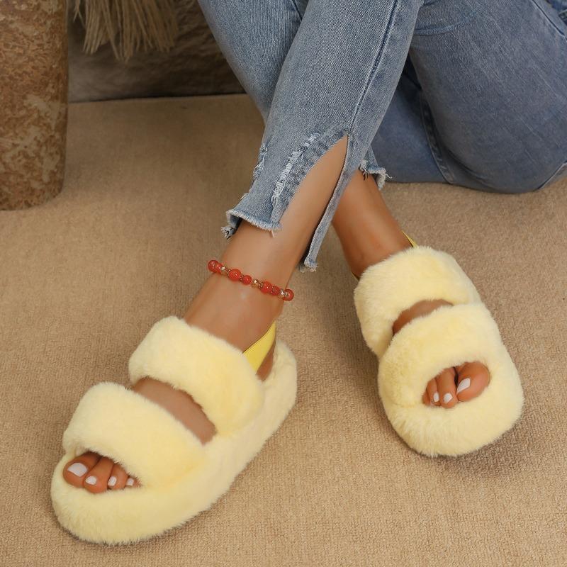 Fashion Women Fluffy Soft Sandals Designer Cozy Fashion Shoes Woman Classical Casual 2025 Winter New Slippers Home Sandalias De Mujer