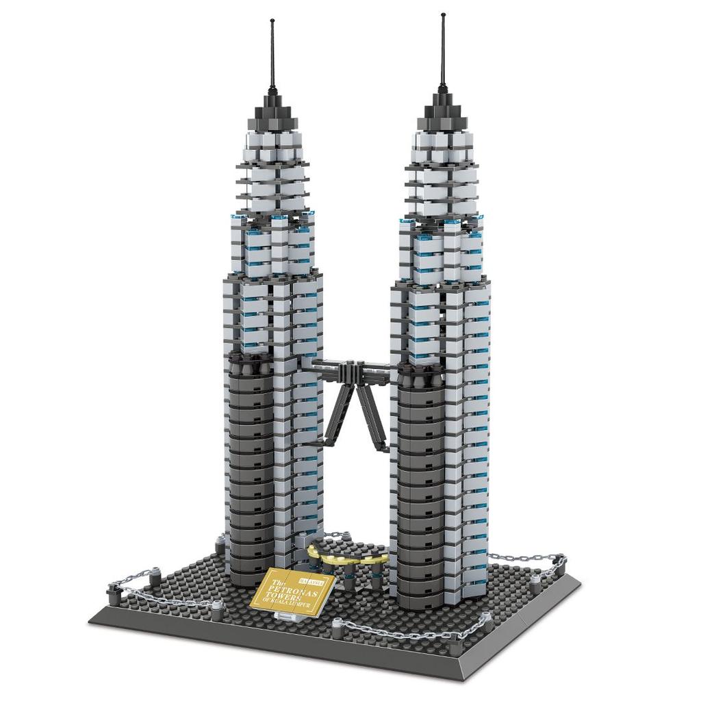 5213 World Architecture Kuala Lumpur Petronas Twin Towers Tree DIY 1175pcs Mini Diamond Blocks Bricks Building Toy for Children