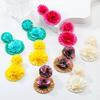 Trendy Floral Raffia Earrings - Exaggerated European & American Style for Women