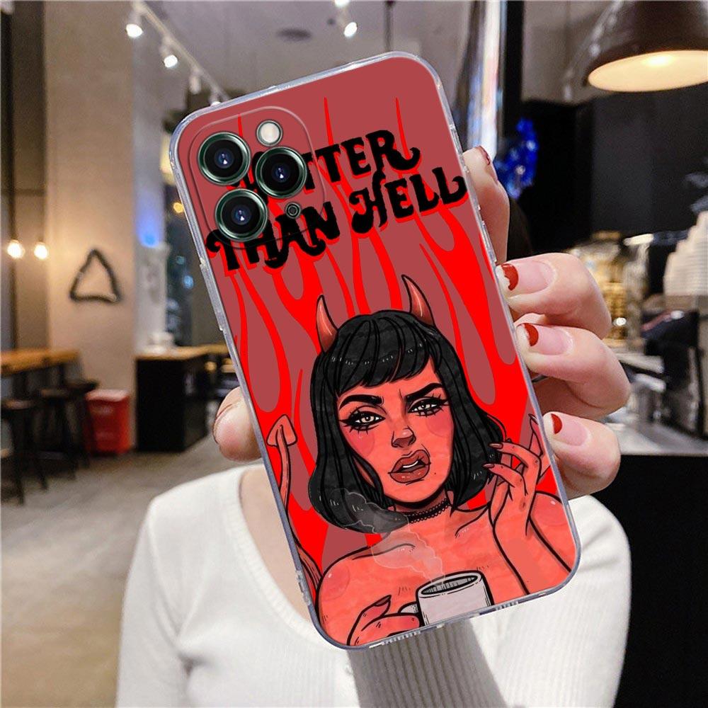 Прозрачный чехол для телефона Apple iPhone 12 11 13 Pro Max mini XS X XR 7 8 Plus SE, чехлы Hotter Than Hell, сексуальная женщина-дьявол