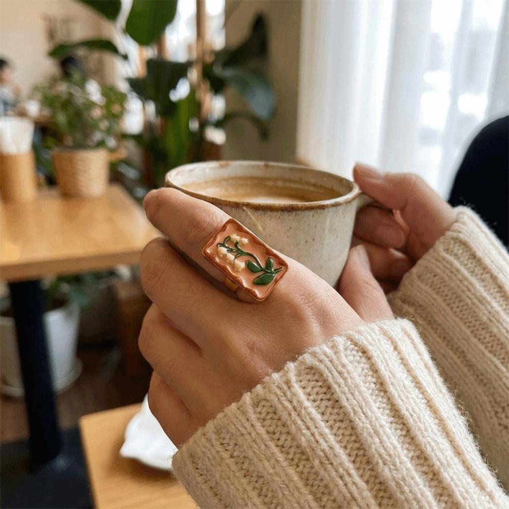 Irregular Rotundity Ethnic Style Ring Photo Frame Vintage Zinc Zinc Alloy Geometric Ring Women Accessories