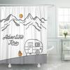Shower Curtain Waterproof Road With Retro Camper On The Of Mountains Line Style Trip Van Vintage Activity 60X72 Inch With Hooks