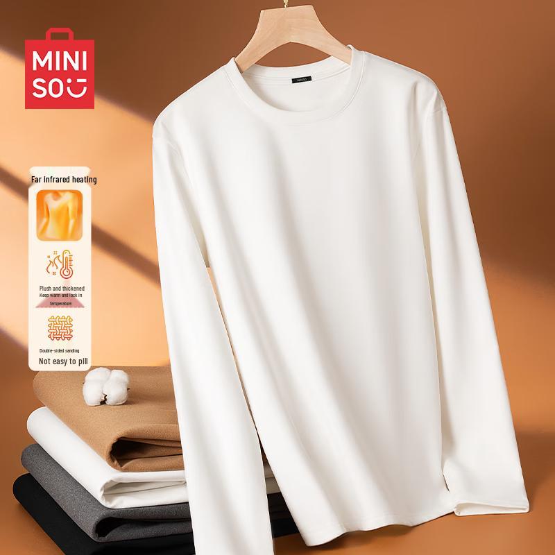 MINISO Men's Double-Sided Thermal Fleece Lined Long Sleeve Base Layer Top
