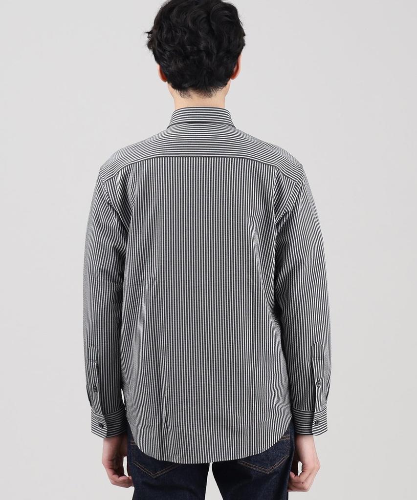 Takeo Kikuchi Повседневная антибактериальная и всесезонная трикотажная рубашка из сирсакера светло-бежевого цвета, размер 03 07081506, устойчивая к запаху, рубашка, мужская, (051), (L),