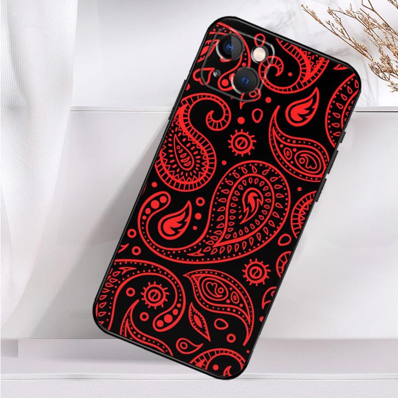 Черный чехол Bandana Paisley для iPhone 15 14 13 12 11 Pro Max Mini X XR XS Max SE 2020 7 8 Plus задняя крышка