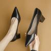 Модные черные белые туфли на высоком каблуке женские туфли 204 остроносые туфли с мелким носком женские модные туфли на толстом каблуке Zapatos Mujer