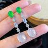Натуральный лед, прозрачный зеленый агат, овальная яичная лапша с длинными висячими серьгами для женщин с серьгами высокого качества