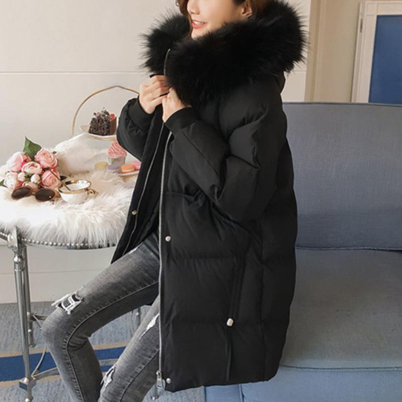 Женская зимняя куртка средней длины Y2k New Bread Jacket Корейская версия Свободная толстая зимняя куртка с большим меховым воротником Женская распродажа