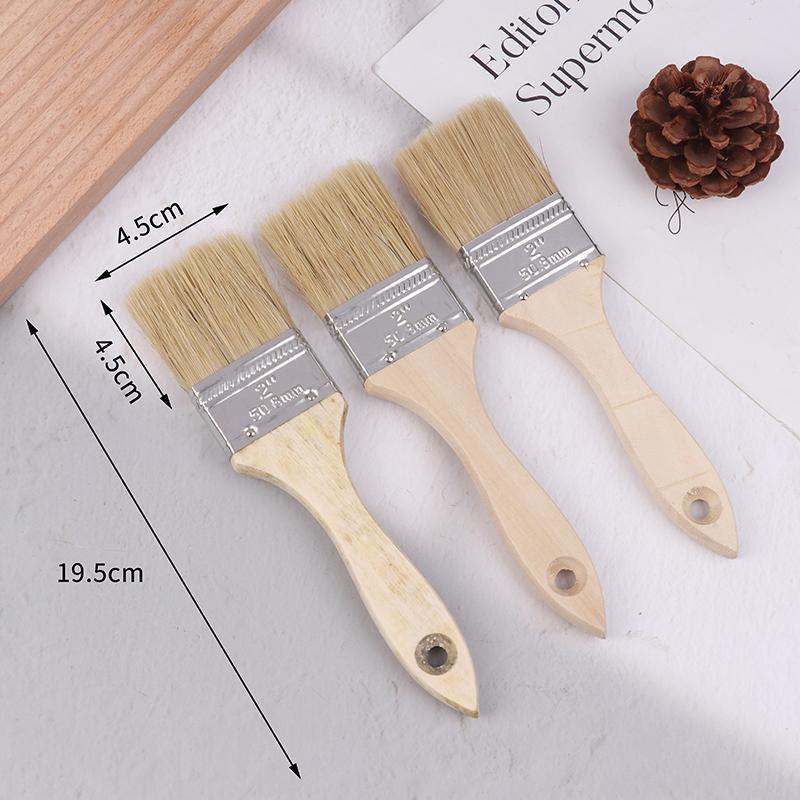 3 шт. кисть для краски с деревянной ручкой для стен и мебели, легко моющаяся деревянная щетка для чистки