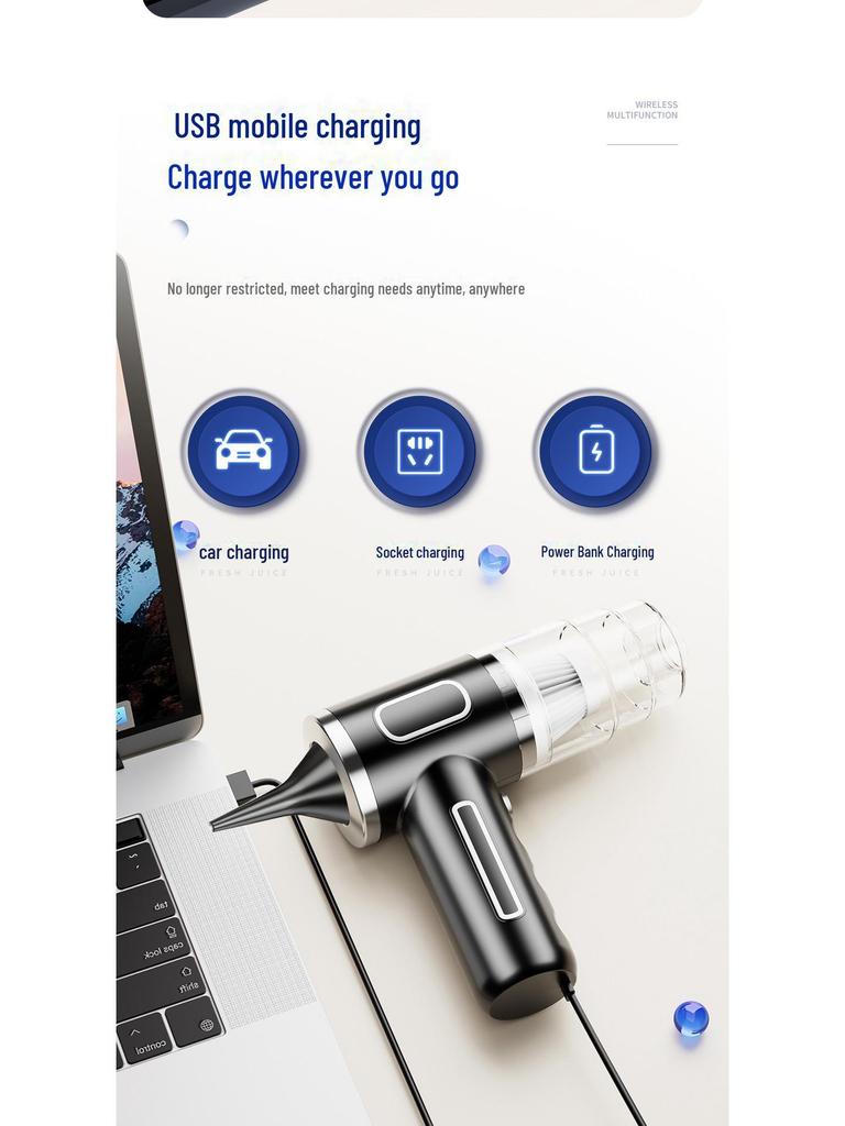 Портативный беспроводной воздуходув и пылесос — мощное всасывание, перезаряжаемый, для использования дома и в автомобиле