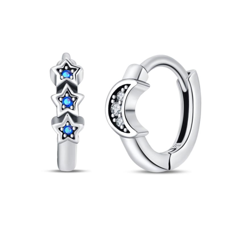 Новые серьги из серебра 925 пробы, серьги-кольца с бабочкой, светлячком, божьей коровкой, кактусом, звездой-хамелеоном, двойные серьги-кольца, модные вечерние уникальные ювелирные изделия