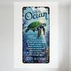Vintage Coastal Life Is Ocean Tin Sign Rustic Wooden Texture Sea Turtle & Waves Quote Plaque for Home Decor, Man Cave, Bar, Cafe