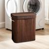 Bamboo Laundry Basket Storage Bins Freestanding Hamper with Lid Clothes