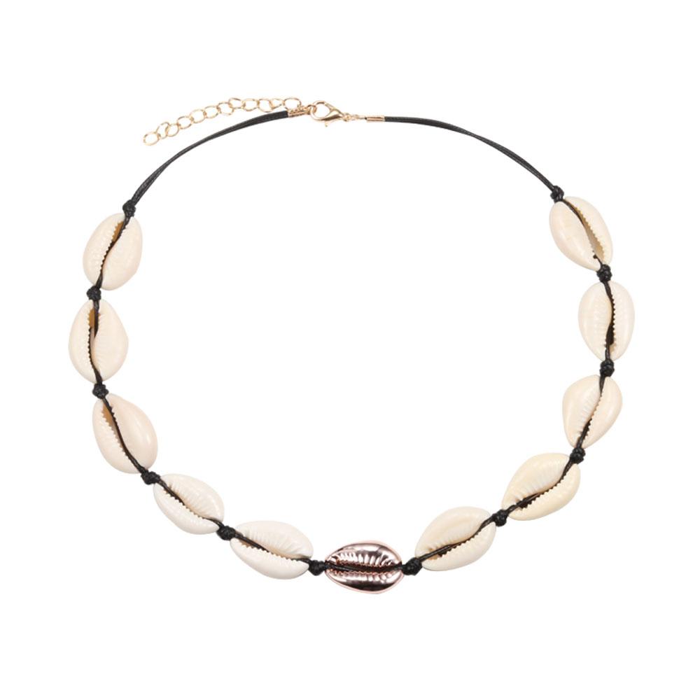 Ожерелье из ракушек Conch Seashell, Женские украшения, Летнее пляжное колье из ракушек, бохо-веревочное ожерелье из бисера каури, воротник ручной работы, Женский