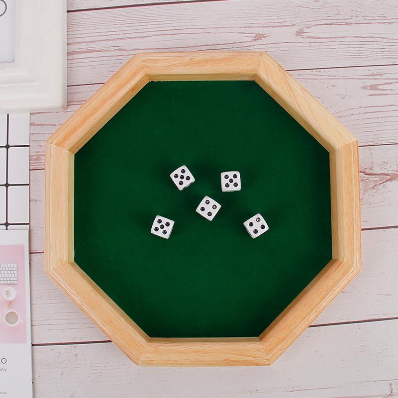 Wooden Octagonal Board Game with 5 Dice, Perfect for Family Game Night, Friends Gathering Party Toy