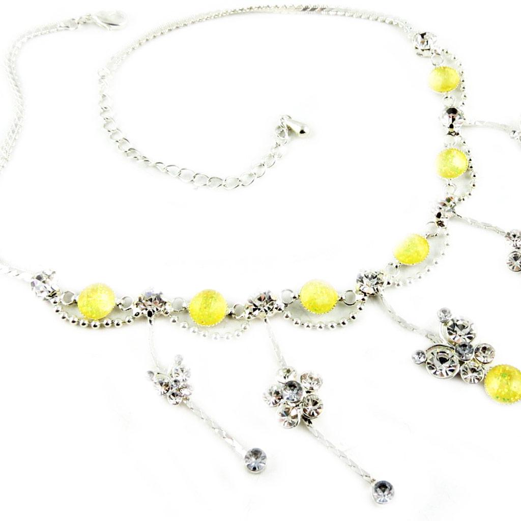 Les Trésors De Lily [E1426] — Серебристо-желтое дизайнерское колье «Princesa»
