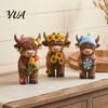 Highland Cow Figurine 4 Pcs Seasonal Figurines, Spring Summer Fall Winter Desktop Decoration for Home Seasons Scottish Statue, Resin Table Centerpiece