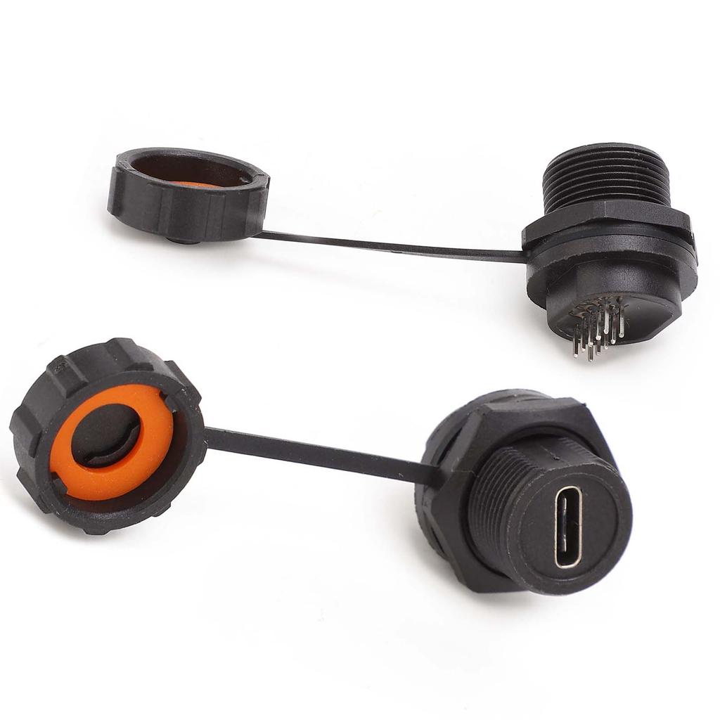 TypeC Socket PCB Panel Mount Thread Install Industrial Waterproof Connector  E10TPCTF1F