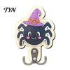 Decorative Ghost Key Holder Halloween Wall Hook, Wooden Crow Mummy Skull for Entryway, Cute Mounted Hooks Spooky Coat Hat Rack with Metal Hooks,