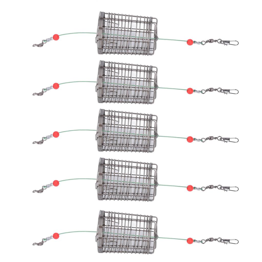 5Pcs Fishing Bait Cages Lure Cage Stainless Steel Fishing Trap Basket Feeder Holder M