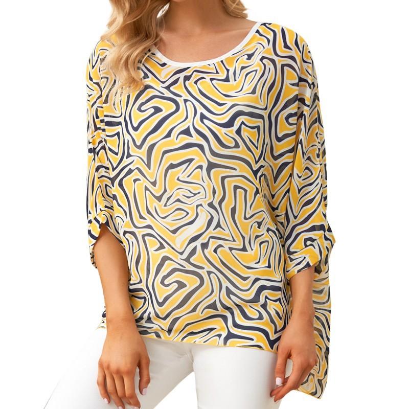 Женская свободная шифоновая летняя блузка-туника с цветочным принтом в стиле бохо, пляжные накидки