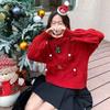 Christmas Style Women's Sweater Round Neck Solid Color Knitted Pullover Autumn and Winter Loose Trendy Woman Tops