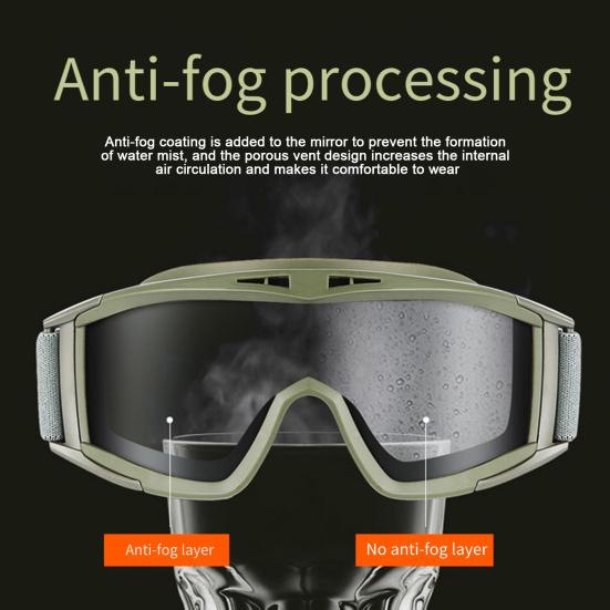 Airsoft Goggles Desert Locust Goggles Anti Fog Safety Glasses Impact Resistant Tactical Eyewear with 3 Interchangeable Lenses for Outdoor Cycling