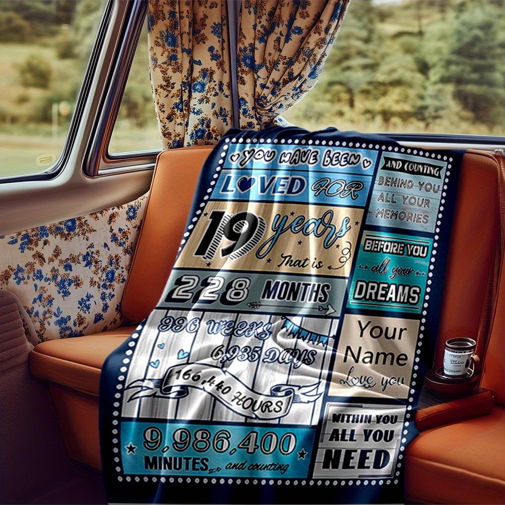 Happy 19Th Birthday Blanket Personalized Name Soft Comfortable Stylish Blanket Car Blanket Perfect For Travel Camping Outdoor Home Suitable For All