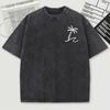 Simplified Coconut Tree Print Snow Wash Men Tee Shirts Summer Breathable O-Neck T Shirt Soft Washed Clothes Short Sleeve