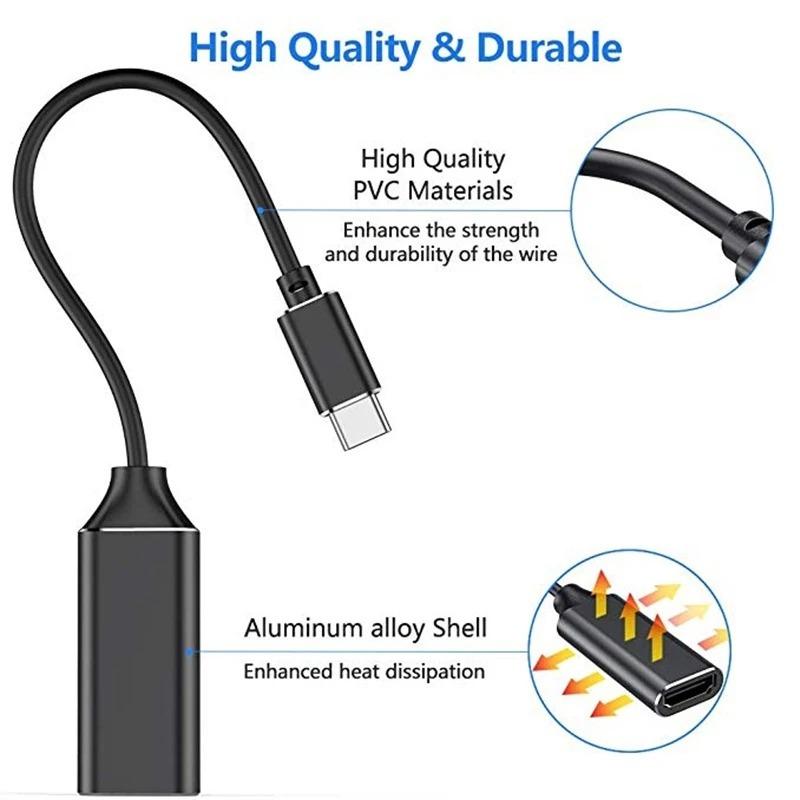 Кабель Type C на HDMI 4K 30 Гц, USB C на HDMI, адаптер-конвертер для ТВ, дисплея ПК, компьютера, телефона, кабель USB 3.1 HDMI