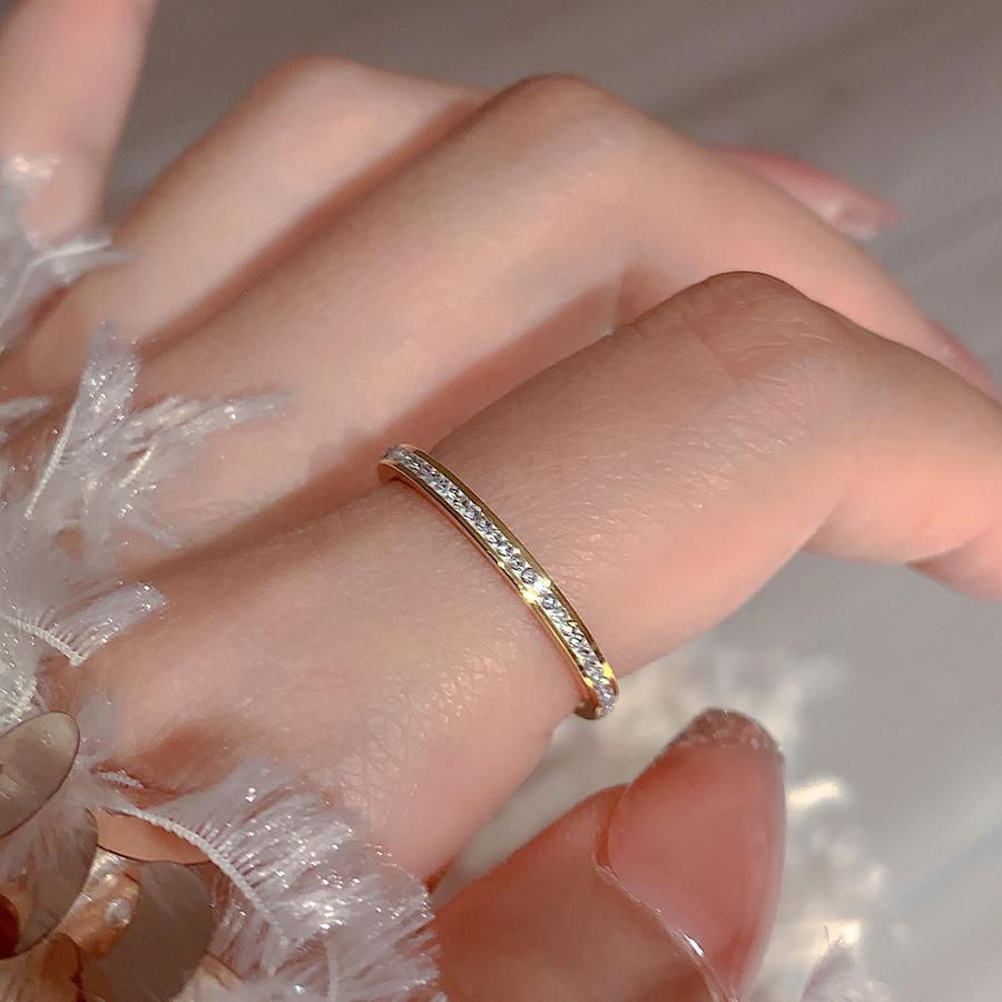 Titanium steel gypsy star row diamond ring women's fashion temperament jewelry versatile accessories niche fresh ins cross-border hot sale