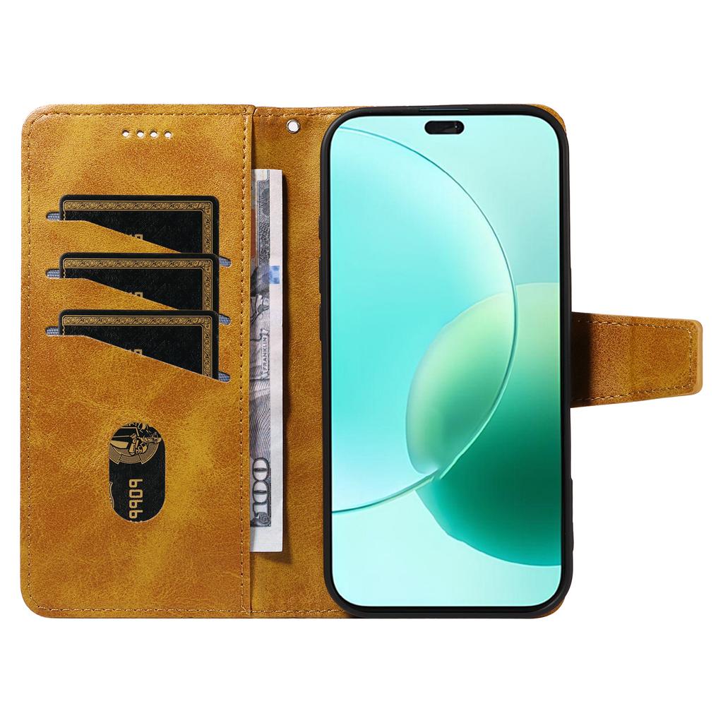 For Honor 400 Lite 5G Leather Case Wallet Stand Grids Imprinted Phone Cover with Strap