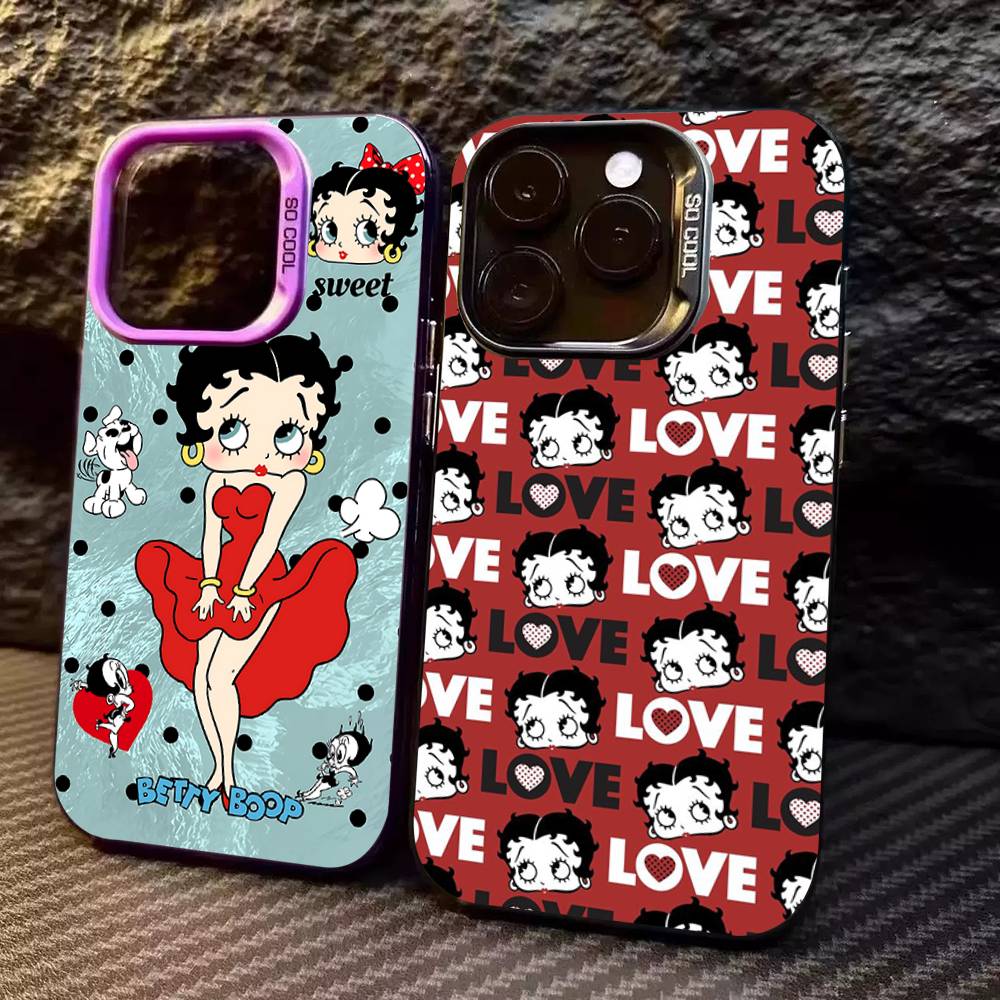 B-Betty-Cute-B-Boop Anime Phone Case For iPhone 16 15 14 13 12 11 17 Pro MAX Plus Pro Matte Shockproof Cover