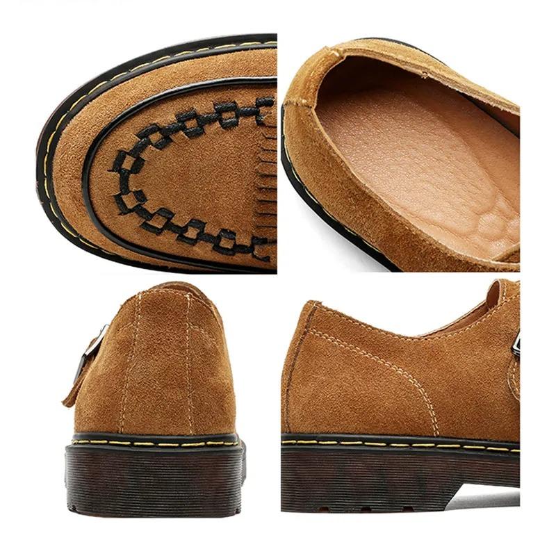 Ретро замшевые кожаные туфли с кисточками, легкие балетки, лоферы, повседневная обувь, толстая платформа, роскошная мода, формальная обувь