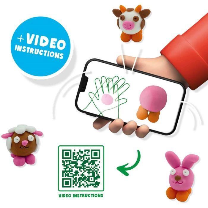 Pâte à modeler FunDo - Animaux de la ferme (3x90gr-1x40gr) - SES CREATIVE - Interactive pour les jeunes enfants.