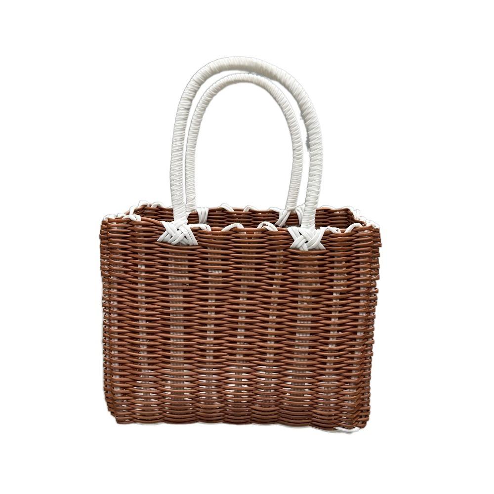 Imitation Rattan Hanging Baskets Square Woven Handbag New Storage Basket  Fruit