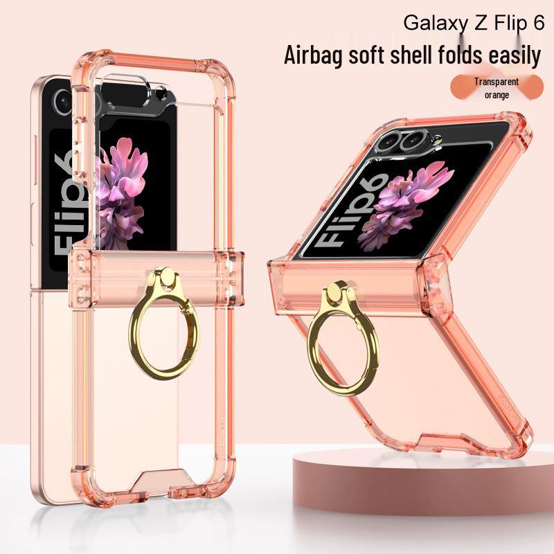 Защитный чехол Samsung Z Flip6 с кольцом-держателем на шарнире, Полное покрытие, Защита от падений. Подходит для мужчин и женщин.