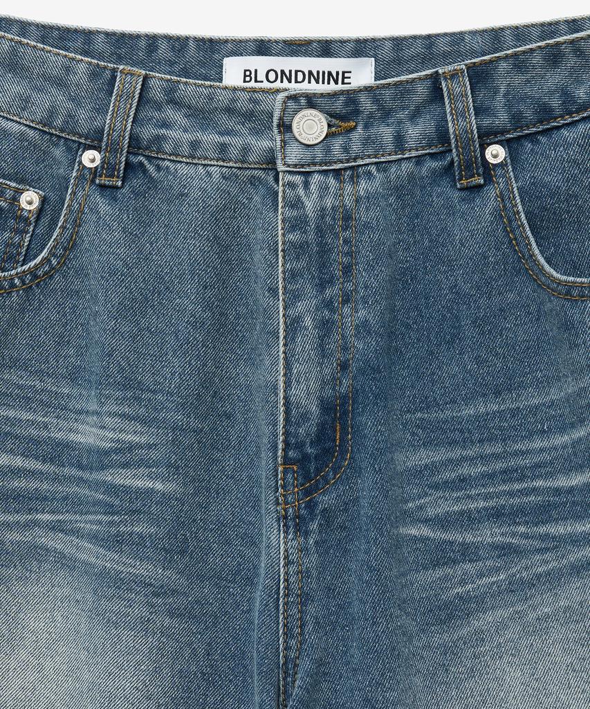 BLOND9 Vintage Washed Bermuda Denim Pants [Vintage Blue]