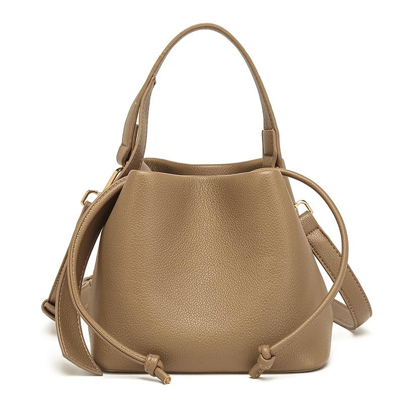 Vegetable Basket Bag Drawstring Bucket Bag Textured Commuter Versatile Shoulder Messenger Bag Women's Elegant Handbag