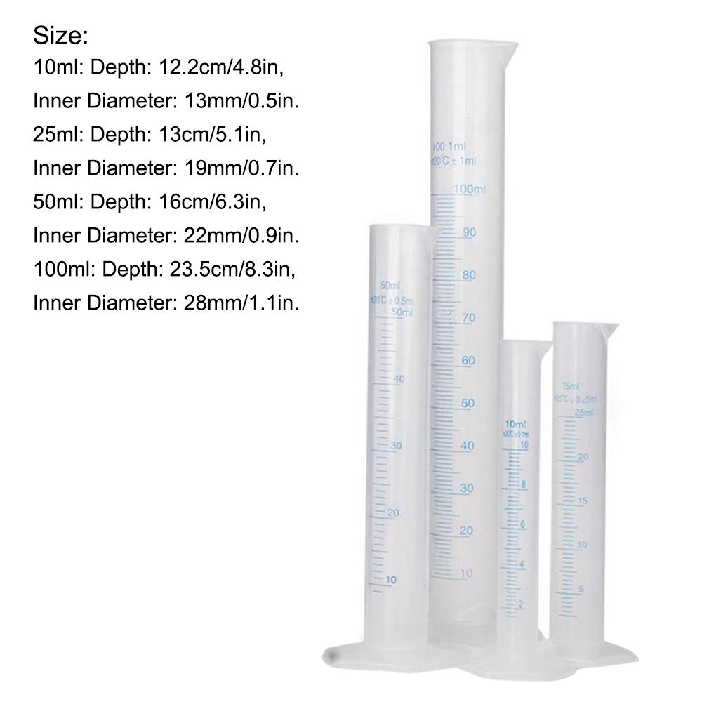 4 шт. мерные чашки достаточный лабораторный измеритель профессиональный инструмент пробная трубка прозрачный прочный цилиндр для использования измерения