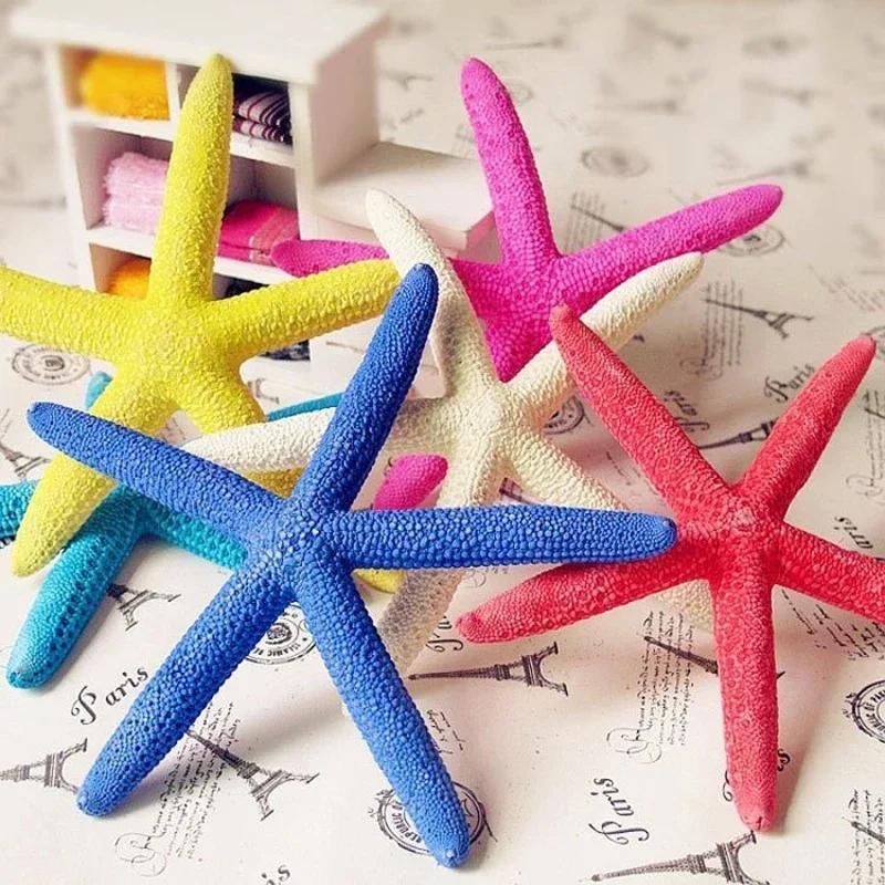 New 5Pcs Artificial Starfish Sea Star Resin Ornament Beach Decor Aquarium Decoration Nautical Home Decor Wedding Decor Random