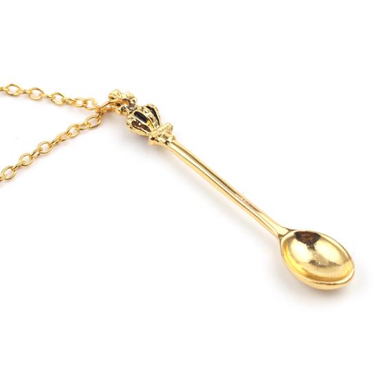 Винтажная Корона Мини-Чайная Ложка Кулон Женское Ожерелье Длинная Цепь Ювелирный Подарок